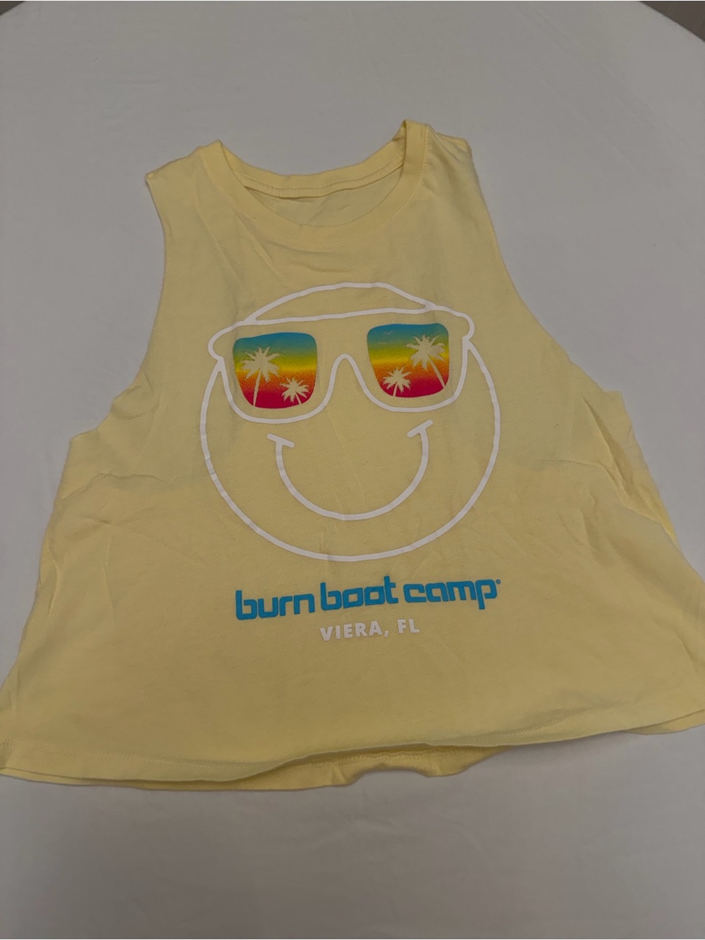 Burn Boot Camp Yellow Smile Sunglasses Tank Top